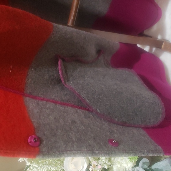 NWOT Max Studio wool blend gray pink red coat long jacket 1X - Picture 12 of 14